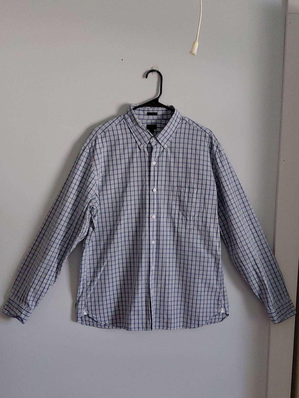 J. Crew Mens Slim Fit Blue Plaid Check 100% Cotton Long Sleeve Button Down Shirt